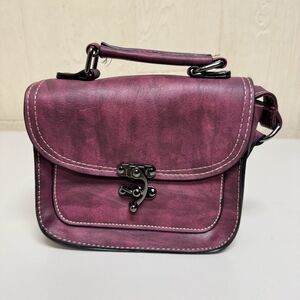 Women's Satchel Handbag Purse Purple Faux Leather Detachable Shoulder Strap